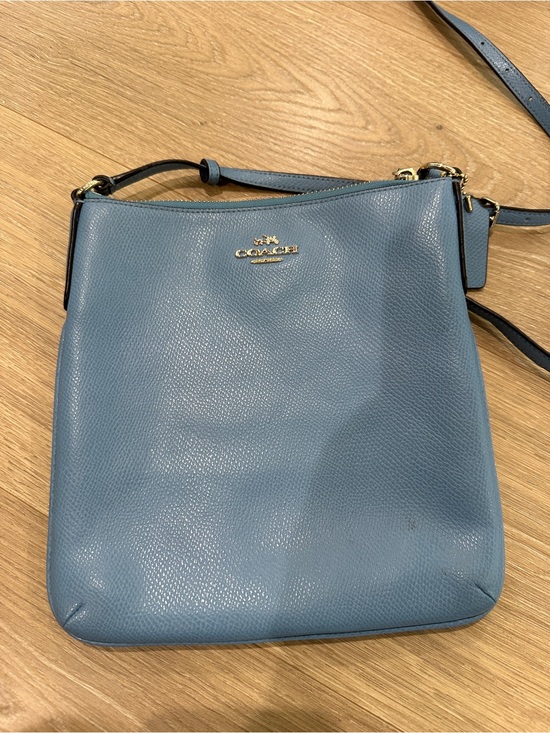 Coach Handbags - Coach Blue Pebbled Leather Crossbody Bag with Gold Hardware